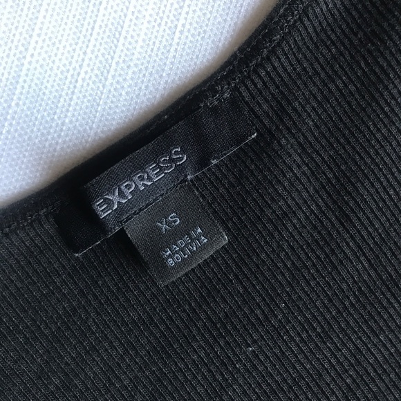 Express XS Scoop Neck Ribbed Fitted Tank Black Metallic Stitching Stretch - Picture 7 of 9